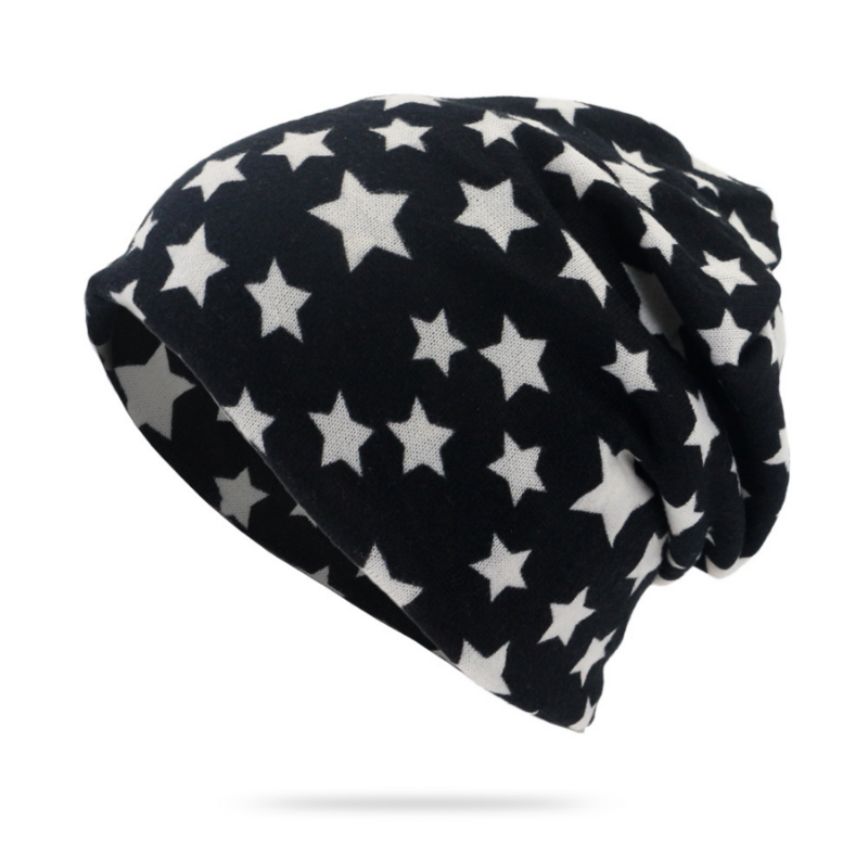 Unisex Star Geometric Print Skullies Cap, cachecol, chapéu, uso duplo, à prova de vento, Gorros elásticos, bonés para mulheres, homens, esportes, esqui