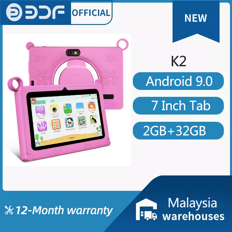 BDF 2024 K2 Tablet anak-anak, 7 inci Android 11 4000mah 2GB ROM 32GB WIFI Quad Core 1280*800 HD Wifi ganda