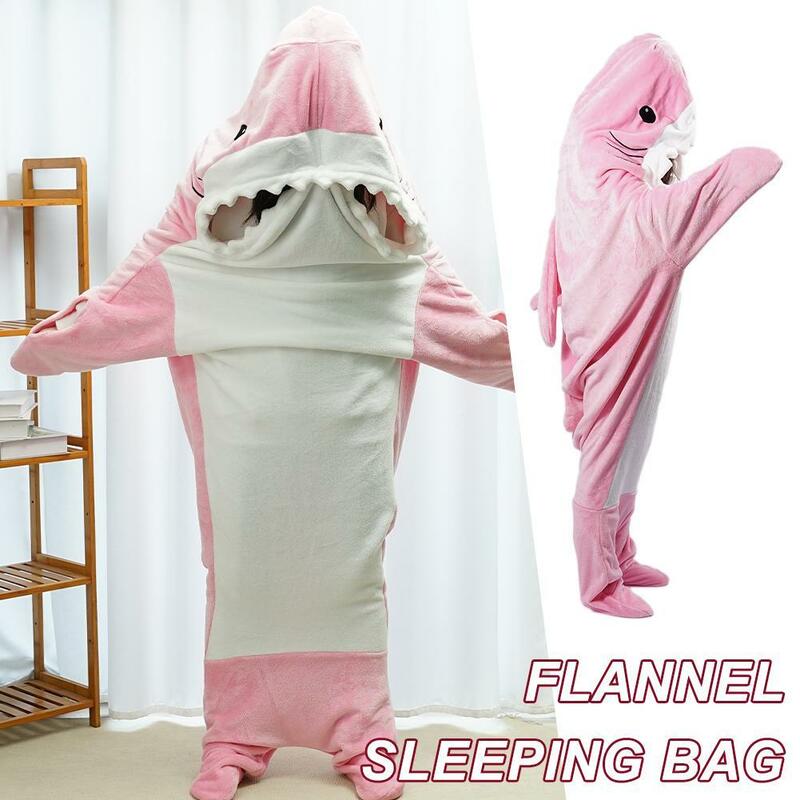 Saco de dormir de franela de 1 piezas, pijamas de una pieza y sacos de dormir de estilo tiburón único, suaves y cómodos, pijamas populares de invierno