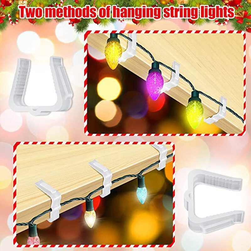 10 Pc Light Clips Gutter Hooks Christmas Lights Icicle Lights LED Lights New Year Decoration Plastic 1 5/8 Inch Fascia Clips