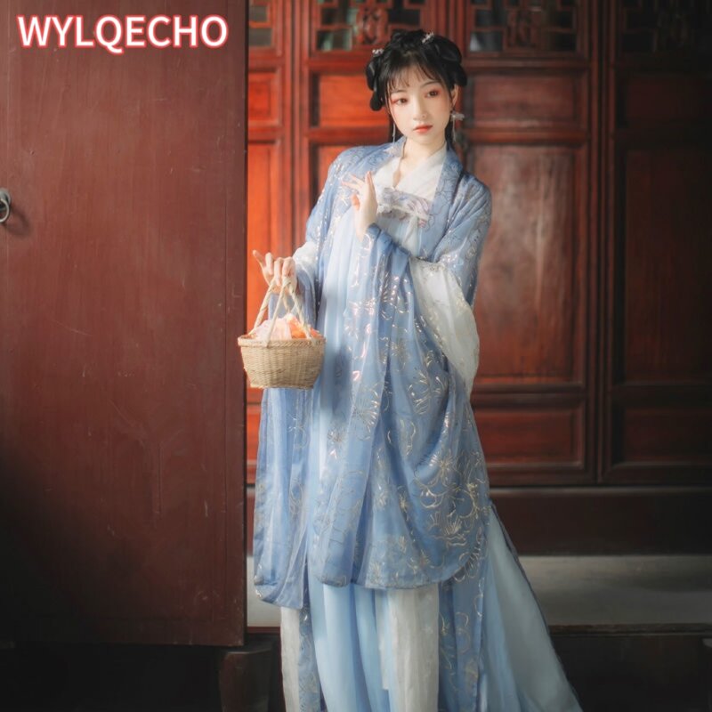 Conjunto de 3 piezas de talla grande para mujer, vestido Hanfu de la antigua tradición china, disfraz de hada para Cosplay de Carnaval