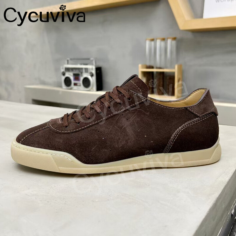 New Arrivel Flat Causal Shoes Men Mules Lace Up Suede Leather Spring Bussiness Shoes For Men Round Toe Male Seankers