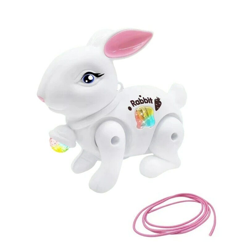 Elektrisches Laufkaninchen-Spielzeug, Leine, LED-Musikalisches Kaninchenspielzeug, Kleinkind-Geburtstagsgeschenk
