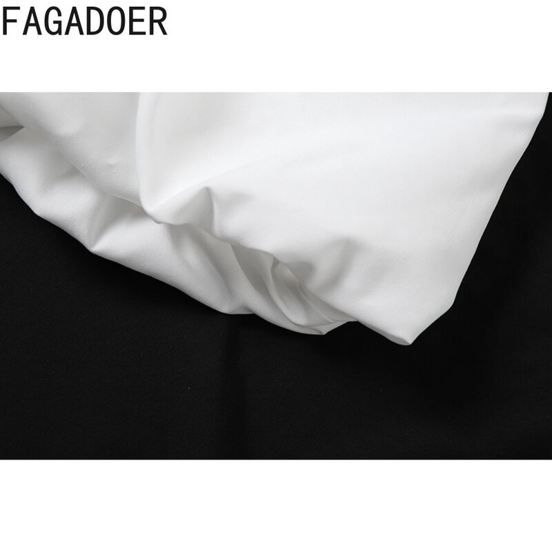 Fagadoer-ノースリーブの背中の開いたチューブとパフミニスカート,裸の肩,ストリートウェア,ファッショナブル,y2k,2ピースセット
