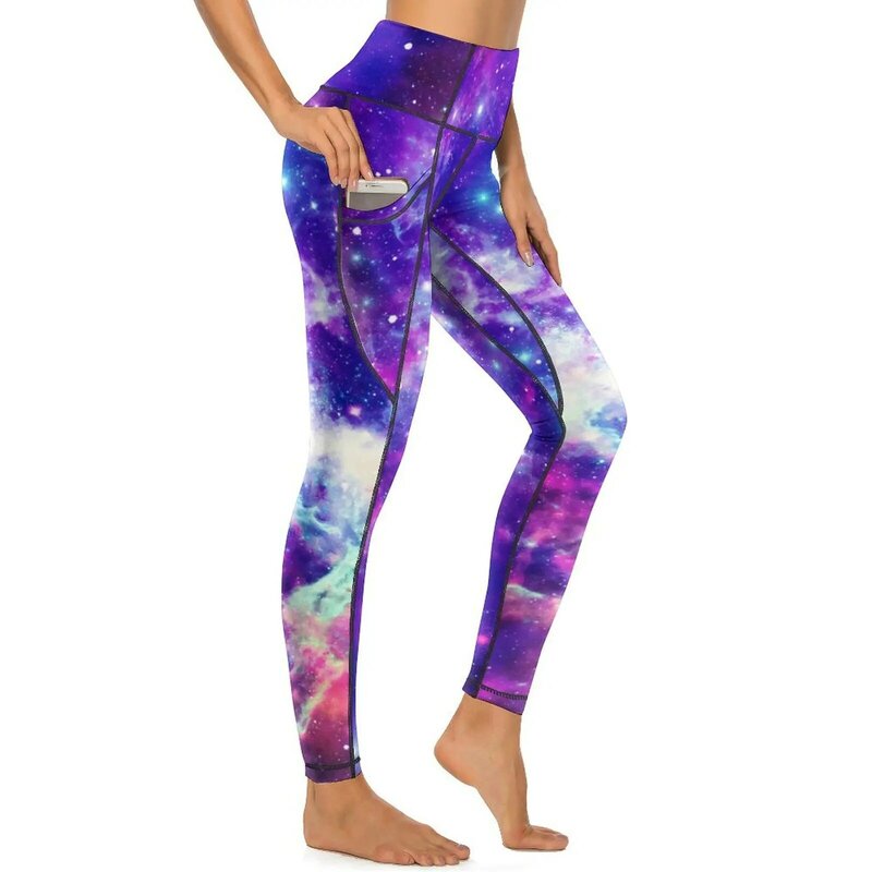 Colorful Galaxy Leggings Sexy Flaming Star Nebula Push Up Yoga Pants Novelty Elastic Leggins Lady Design Gym Sport Legging