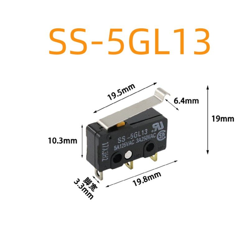 สวิตช์สัมผัสขนาดเล็ก SS-5 SS-5GL DC5V SS-5GL13 160mA ต้นฉบับสวิตช์ไมโครแบบ IP40 3ขาสำหรับเดินทาง SS-5