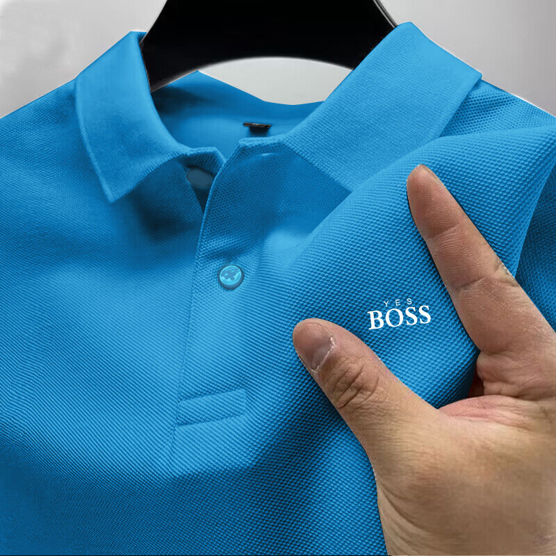 Camisa polo de manga curta simples e personalizada masculina, famosa camisa estampada de cavalheiro, nova moda, 2024