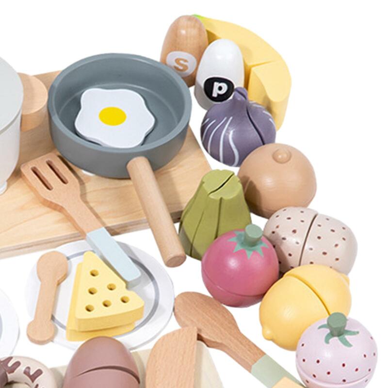 Kids Pretend Play Simulation Montessori Educational Cutting Play Food Set for Birthday Window Display Furnishings Gift Crafts
