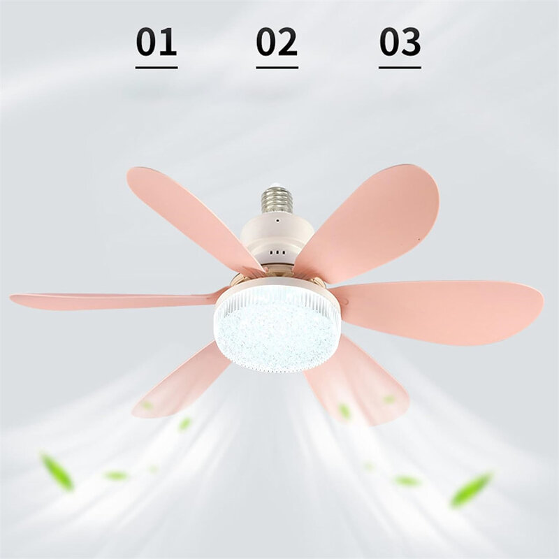 Socket Fan Lamp E26/E27 Base Wireless Remote Control LED Bulb Ceiling Fan Replacement for Bedroom Living Room Kitchen Balcony