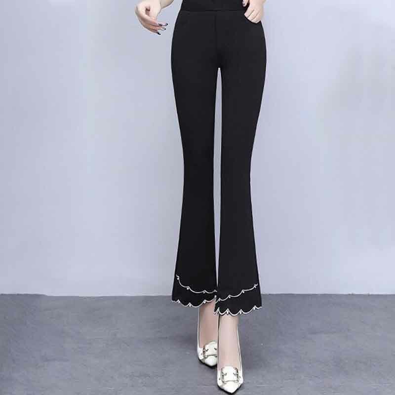 Calça larga larga fina de cintura alta feminina, monocromática, patchwork, bolso simples, casual, versátil, calça reta, moda coreana, verão
