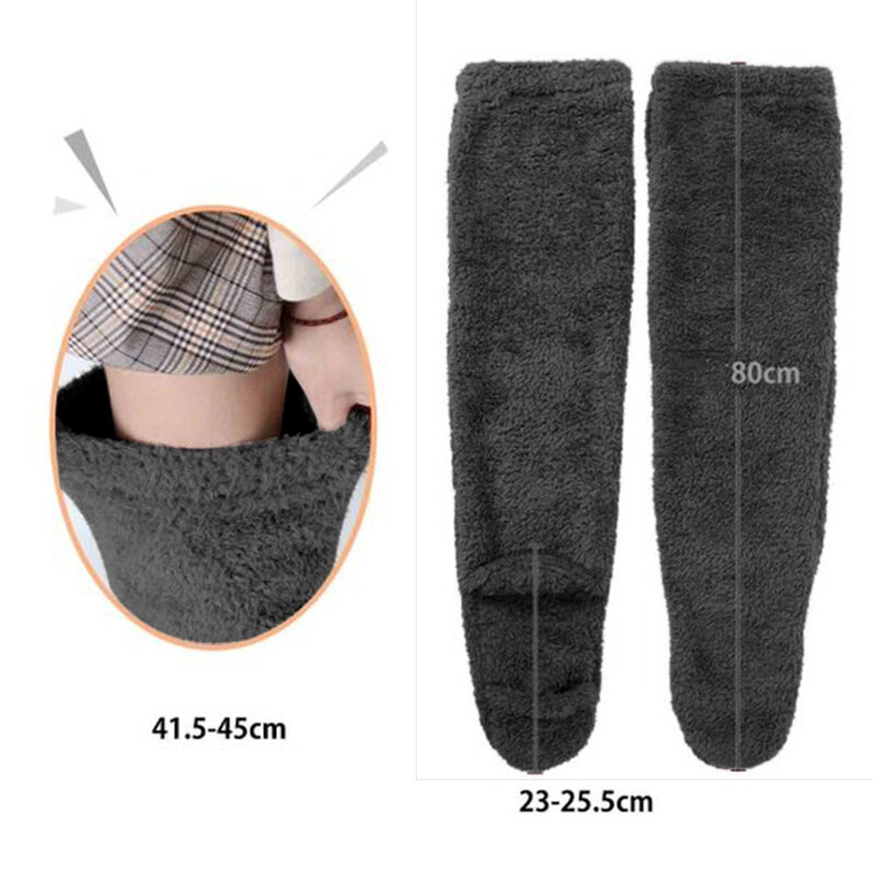 Women Thermal Fleece Long Socks Leg Warmers Socks Plush For Fits Most People