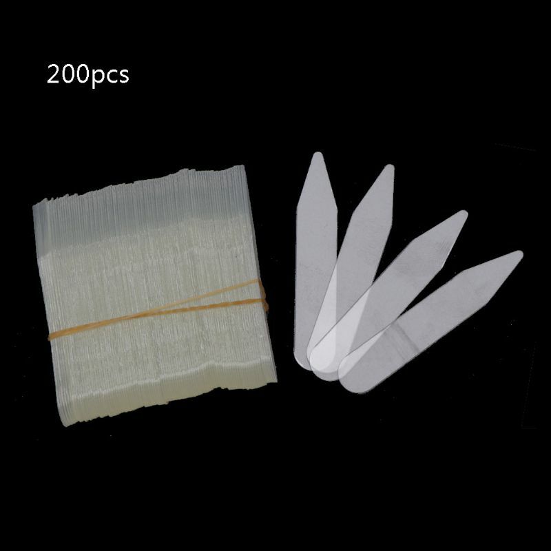 200 buah Set kerah plastik tetap kaku tulang untuk gaun kemeja pria hadiah penahan kerah plastik bening 55x10mm