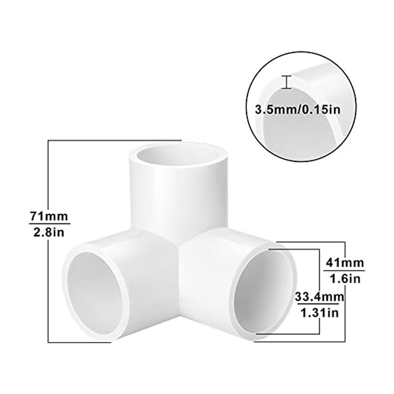 PVC Pipe Elbow 1 Inch 3 Way, DIY PVC Tee Elbow Fittings For PVC Pipe Connections,6PCS Durable