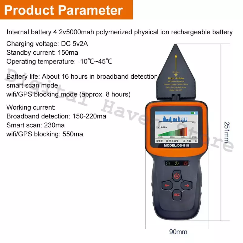 Profissional GPS Tracker Finder, Anti Spy câmera escondida, câmeras do espião, GSM Wiretap, detector de sinal de som, WiFi Analyzer