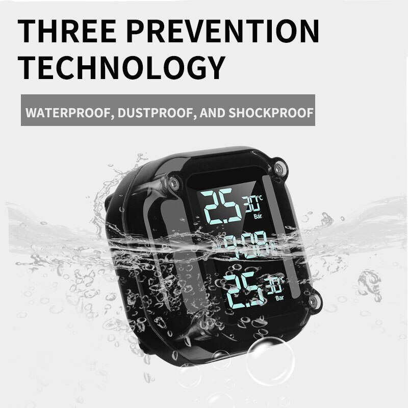 M5 Monitor tekanan ban motor, pendeteksi tekanan ban sepeda motor nirkabel kombinasi tampilan Digital