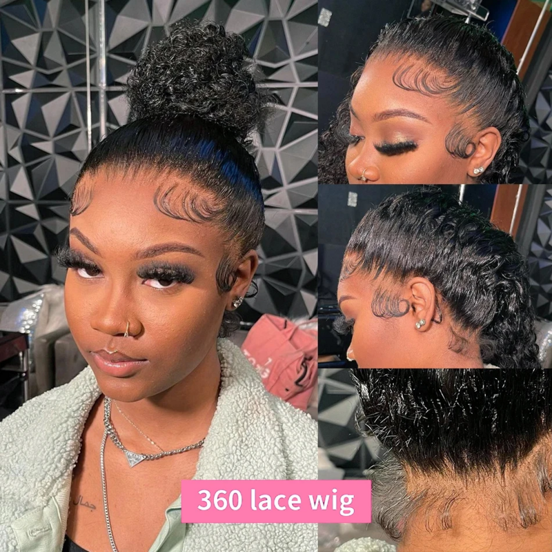 360 HD Wig Curly Wave Lace Frontal Wig For Black Women Transparent Curly Wave Curly Lace Frontal Human Hair Wig