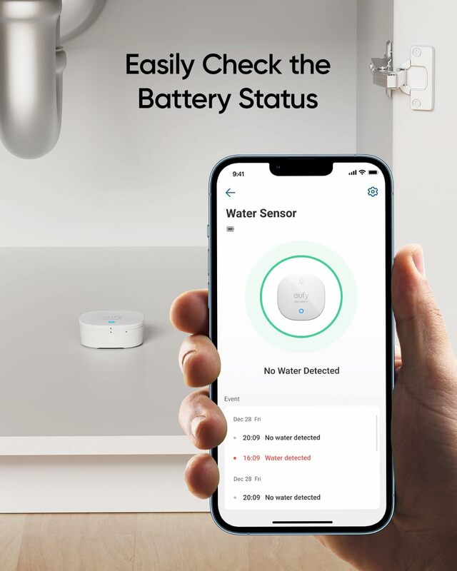 eufy Security Water and Freeze Sensor with Remote Alerts IP65 Waterproof 2-Year Battery Life HomeBase Required
