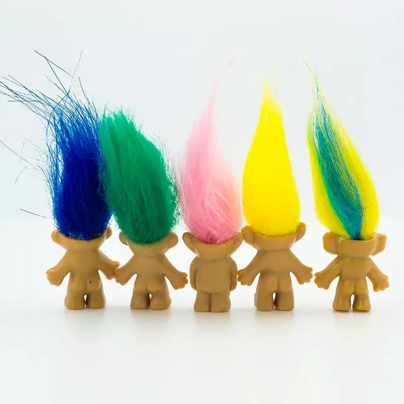 5 pz/lotto Anime Action Figure Kawaii troll bambole capelli colorati membri della famiglia modelli per bambini giocattoli per bambini regalo nostalgico adulto