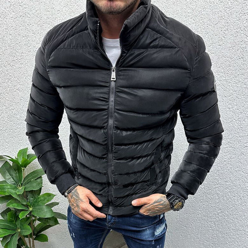 Mens Warm Cotton Jacket In Winter Thickened Comfortable Retro Casual And Fashionable Bread Coat Body-Shaping Manly Mens Coat