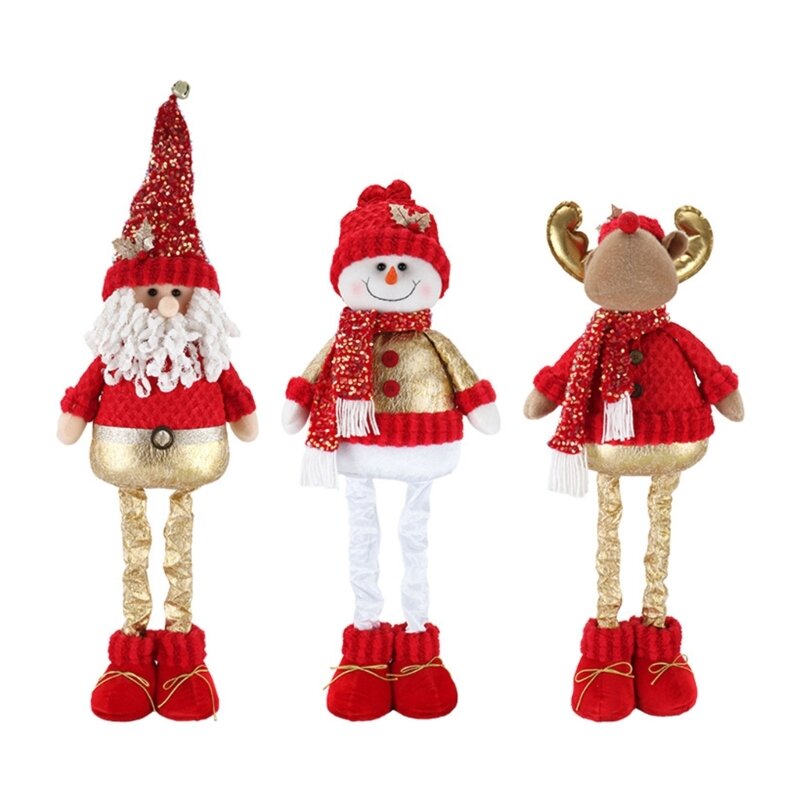Рождественский Санта-Снеговик с оленями, плюшевые куклы, орнамент, многоуровневый поднос, декор для фестиваля, вечеринки, кухни,