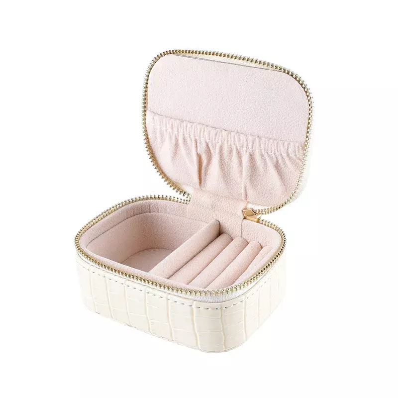 Коробка для хранения ювелирных изделий из ПУ кожи, компактная квадратная портативная коробка для хранения колец и серег