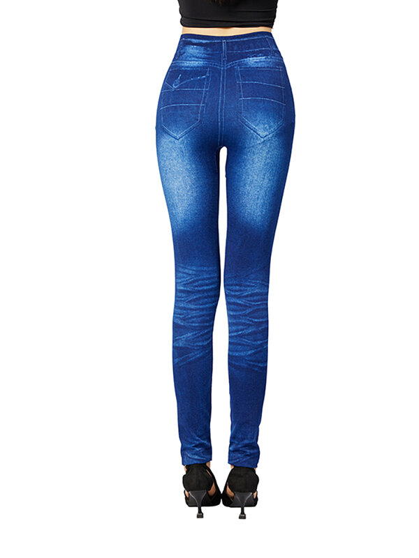 YSDNCHI-Legging imprimé papillon pour femme, faux jean, pantalon crayon moulant, coupe couvertes, faux denim, grande taille