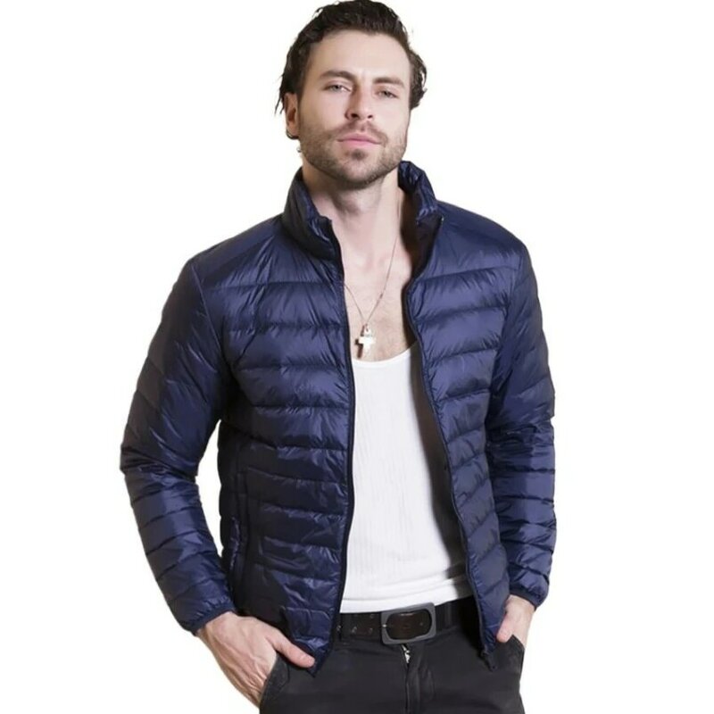 Quatro estações masculinas ultra leve packable para baixo jaqueta impermeável e resistente ao vento casaco respirável tamanho grande jaquetas masculinas plus