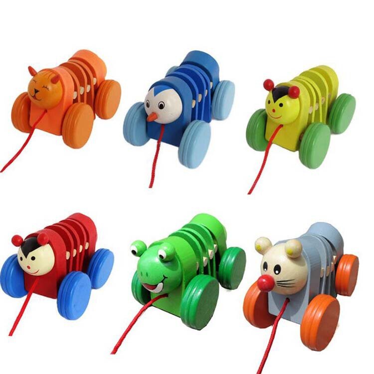 Детские игрушки для малышей, мультяшный прицеп с животными, Детская Тяговая веревка, Игрушки для раннего развития детей, обучающие игрушки