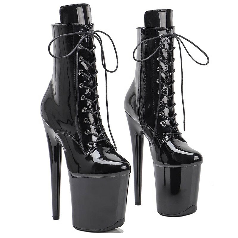 Женские ботильоны из искусственной кожи Auman Ale, экзотические ботинки на высоком каблуке 20 см/8 дюймов, ботинки с круглым носком для танцев на шесте, 128