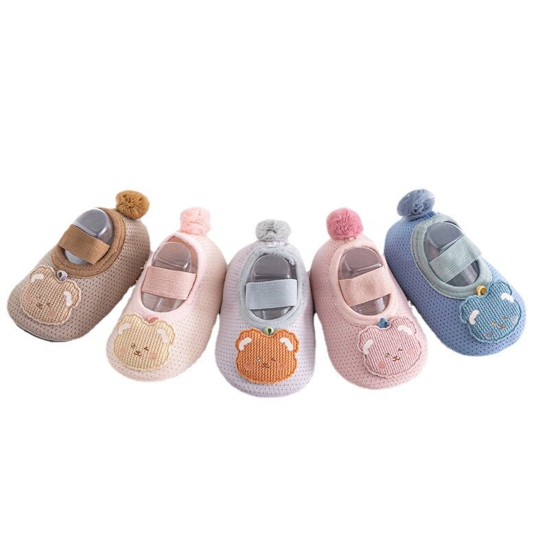 Sapatos de piso de malha respirável antiderrapante para bebê criança, calçado de primavera e verão para crianças pequenas, sapatos de urso de encadernação