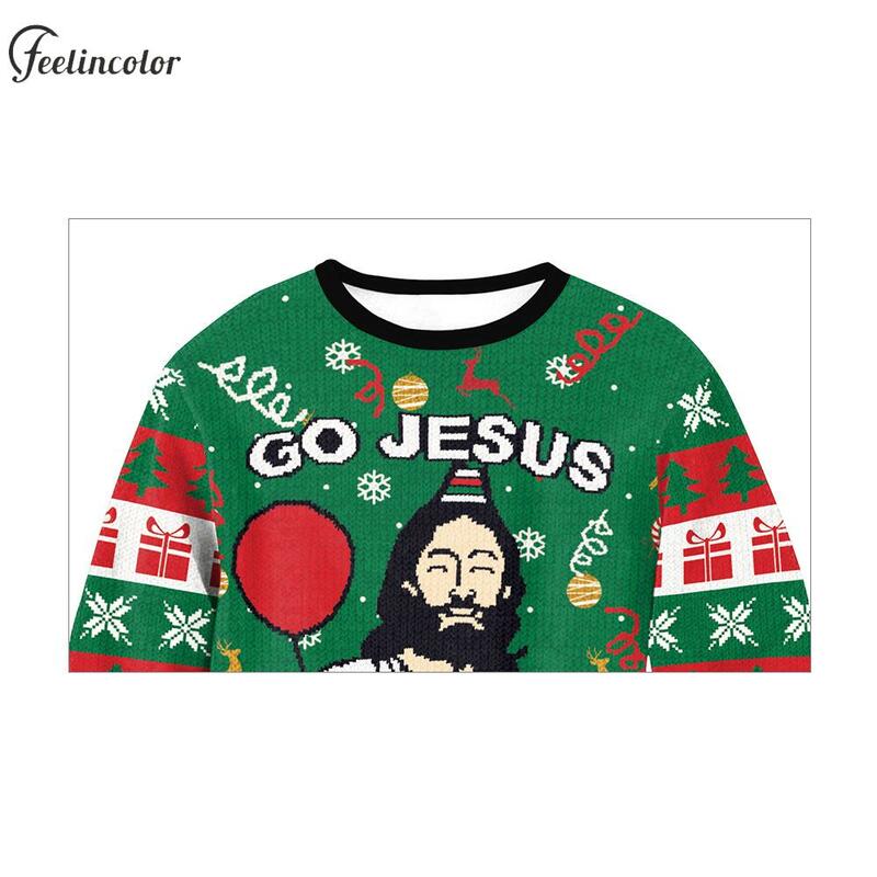 Ugly Christmas Sweatshirts for Men Essentials Pullovers Couple Streetwear Autumn Tracksuit Party Vintage Outfit Male Clothing
