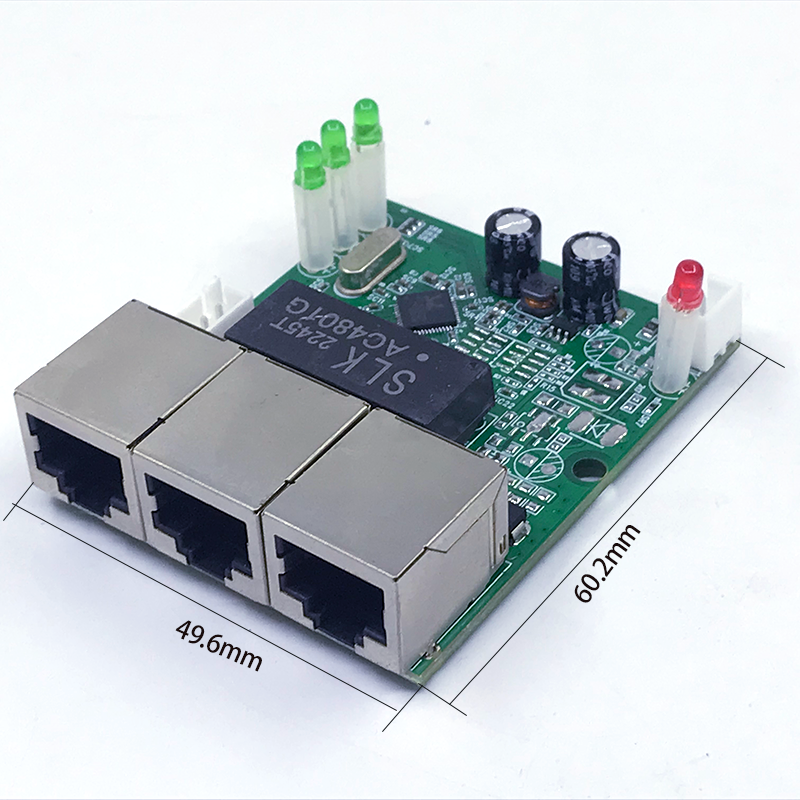 PCBA Mini 4port Networkmini modul sakelar ethernet 10/100Mbps 5V 12V 15V 18V 24V