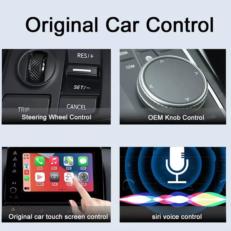 Adaptador CarPlay con cable a inalámbrico para estéreo de coche OEM, conexión automática de teléfono inteligente con enlace USB, Plug and Play