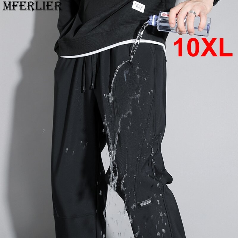 Водонепроницаемые спортивные штаны для мужчин, джоггеры, модные повседневные брюки-стрейч, эластичная талия, большие размеры 10XL