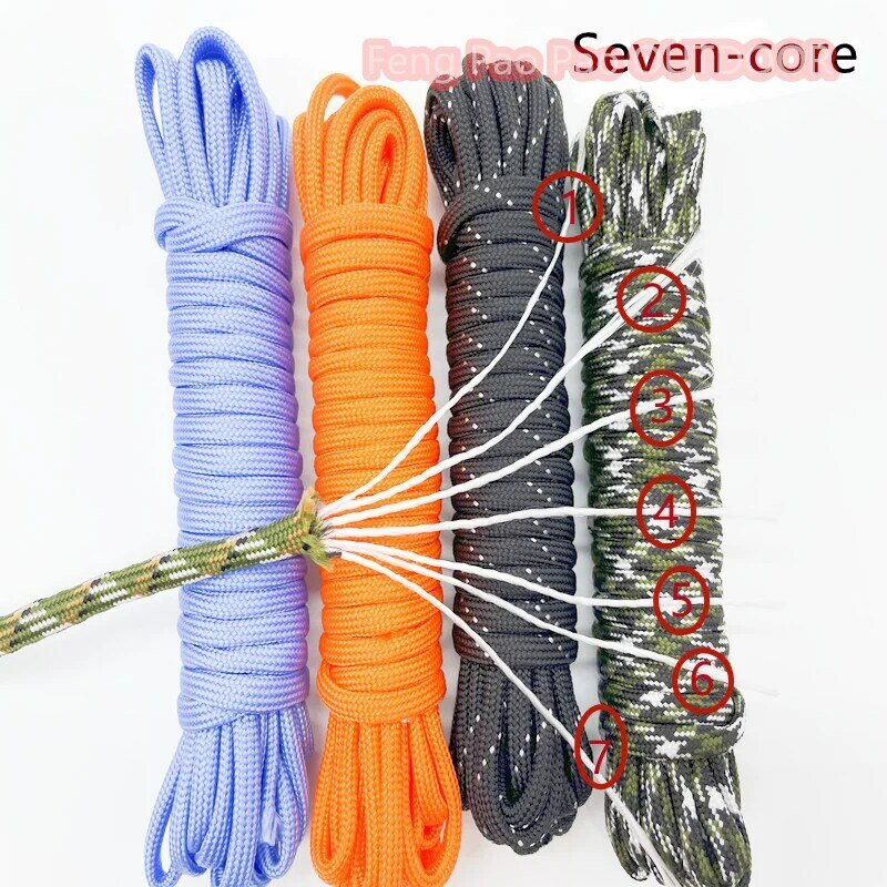 7 Cores 550 Paracord Cord 5 15 30 M Dia.4mm For Outdoor Camping Survival Lanyard Parachute Rope Hiking Tent Accessories