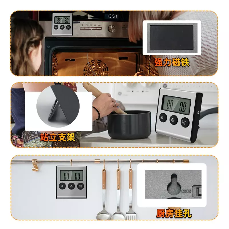 Termómetro inalámbrico para horno de cocina, dispositivo Digital con control remoto, sonda para barbacoa, parrilla, carne, temporizador, temperatura, conjunto manual, Tp700