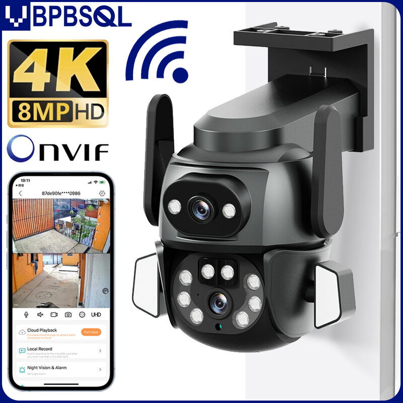 8MP PTZ Wifi Camera Outdoor Night Vision Dual Screen Human Detection Security Protection CCTV Surveillance IP Camera