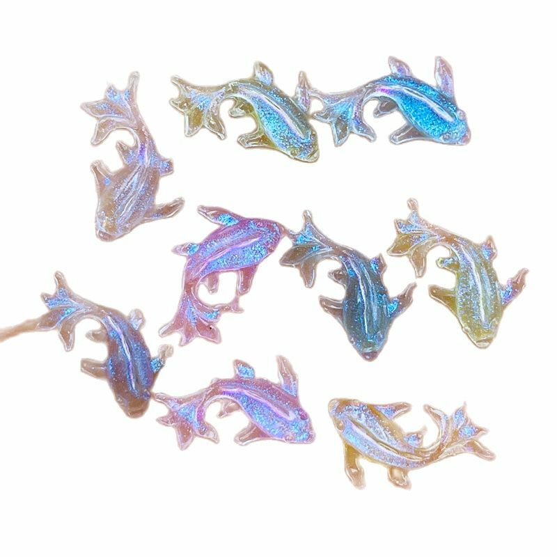 100 Pcs New Cute Mini Kawaii Color Little Goldfish Resin Figurine Crafts Flatback Cabochon Ornament Jewelry Making Hairwear K38