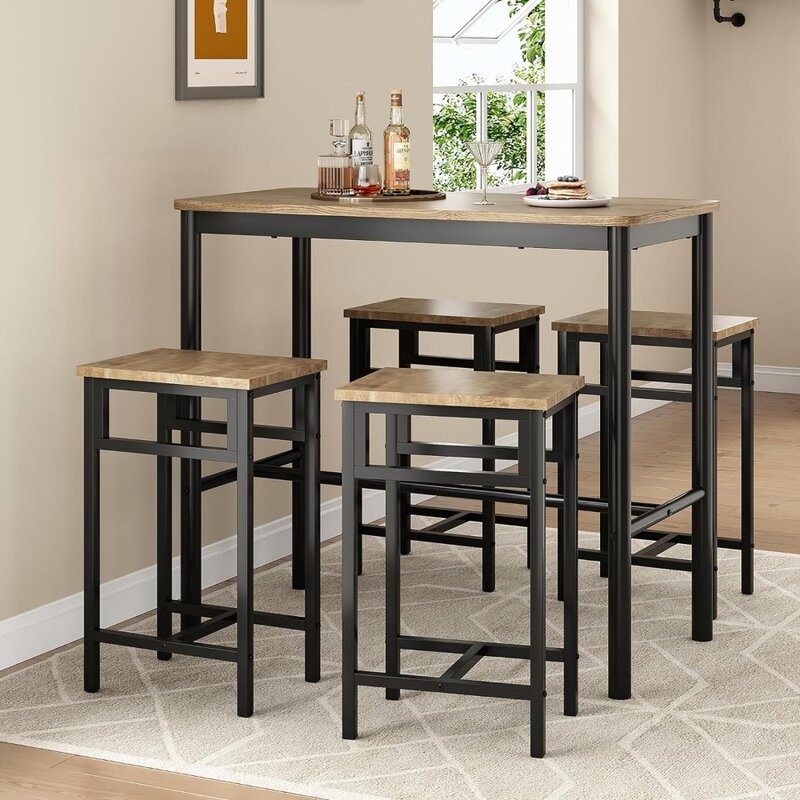 Counter Height Bar Table, mesa de jantar retangular com pernas metálicas, frete grátis, 23,6 "Deep x 47.2" Wide x 41.3 "High