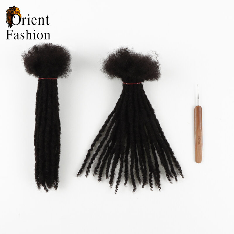 Orientfashion-extensiones de cabello humano Afro rizado, trenzas de ganchillo, extensiones Remy de 80/60 hebras, puntas rizadas con textura