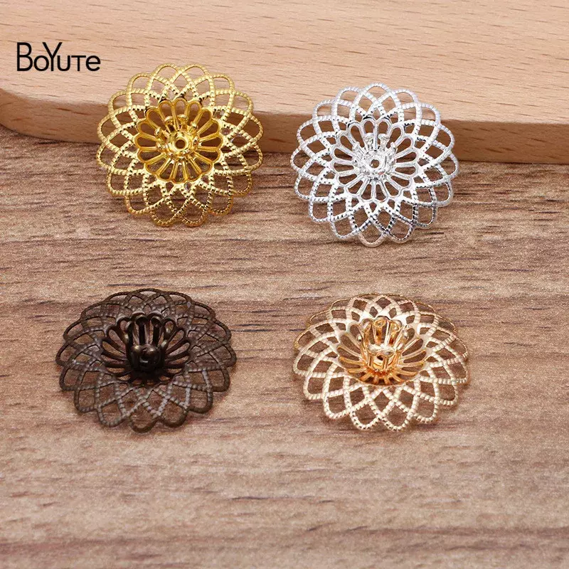 BoYuTe (50 pezzi/lottp) 22MM metallo ottone fiore filigrana materiali fatti a mano accessori gioielli fai da te all'ingrosso