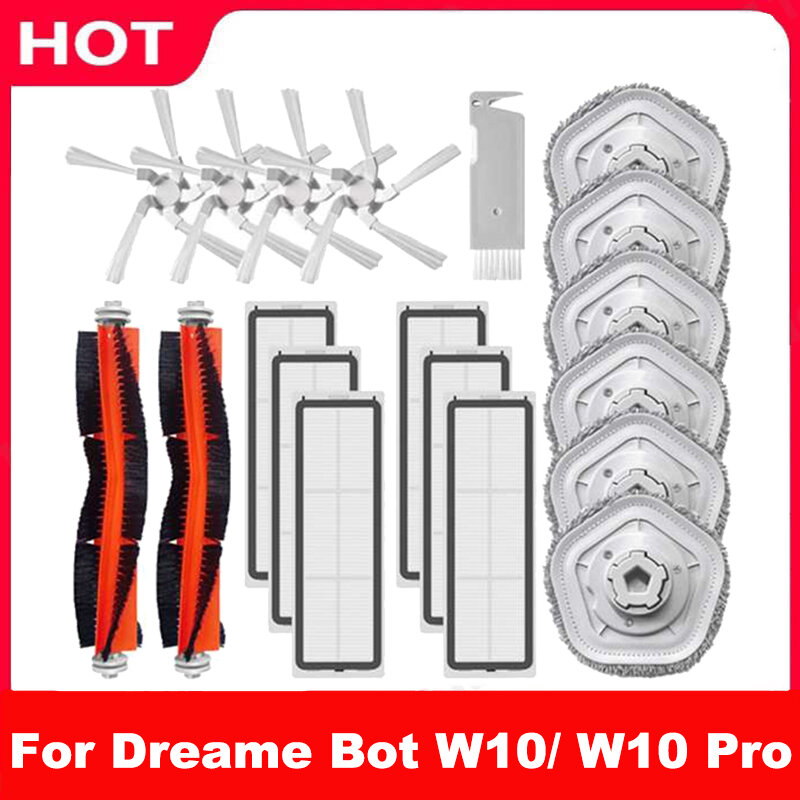 Substituição Para Dreame Bot W10 W10 Pro Acessórios Auto-Limpeza Robô Vacuum Main Brush Escova Lateral HEPA Filtro Mop Almofadas