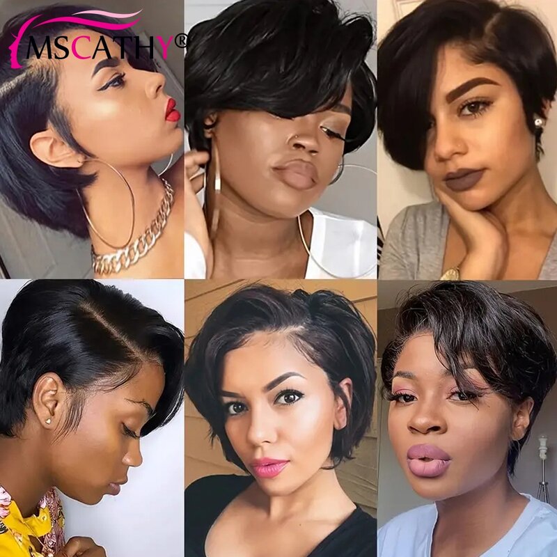 Parrucche di capelli umani Remy brasiliani al 150% con taglio Pixie nero naturale per le donne nere indossano e Go 99J parrucca corta fatta a macchina completa