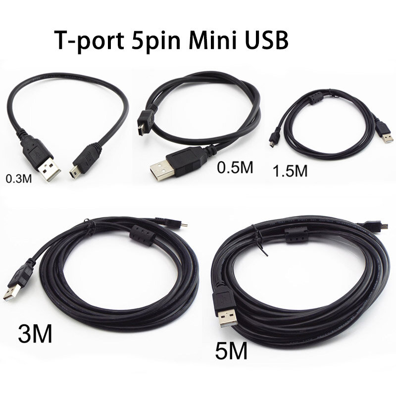 T-Cổng 5pin Mini Dữ Liệu USB Sạc Cáp 0.3M 0.5M 1.5M 3 M Cổng USB 5M 2.0 Bộ Sạc Nhanh Cho MP3 MP4 Người Chơi Xe Đầu Ghi Hình Camera Kỹ Thuật Số