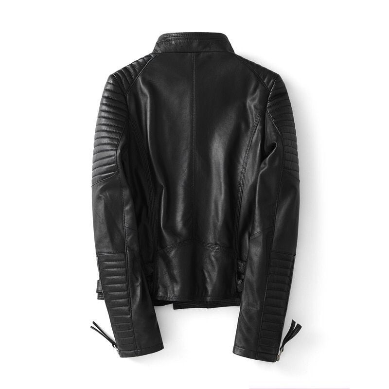 2024 Spring Autumn Fall Women's Fashion Genuine Leather Lambskin Sheepskin Coat Motorcyclist Biker Jacket for Female Black XXXL