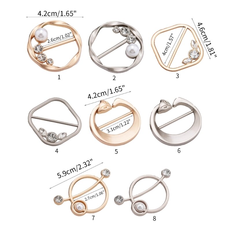 Silk Scarf Shirt Hem Knotted Buckle Circle Brooch Ring Women Fashion Accessories