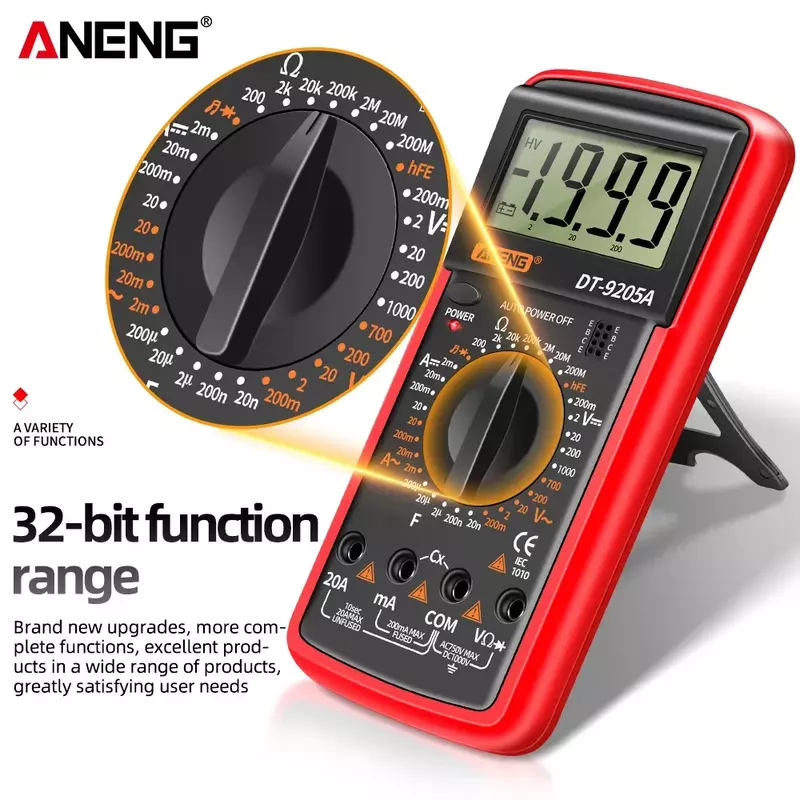 ANENG-Multimètre numérique DT9205A/DT830B, transistor AC/DC, testeur NCV électrique, outil de multimètre professionnel analogique à plage automatique