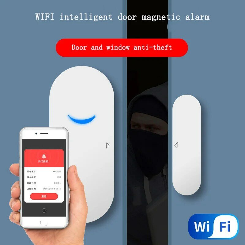 Умный дверной магнитный детектор Wi-Fi, беспроводной датчик для окон и гаража, дистанционное управление, функция защиты от кражи, будильник, функция управления через приложение