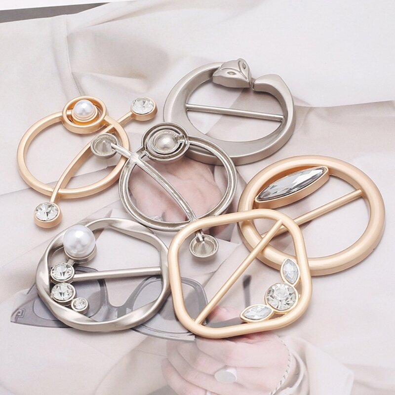 Alloy Shirt Corner Hem Knotted Brooch Clip Round Circle SilkScarf Clip Ring for Women Decorative Accessories Shirt Clasp
