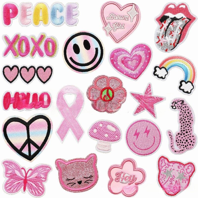 Hot Selling Heart Star DIY Embroider Fabric Patch Embroidery for Clothing Hat Bag Pants Sticker Badge Decoration Shoes Jean